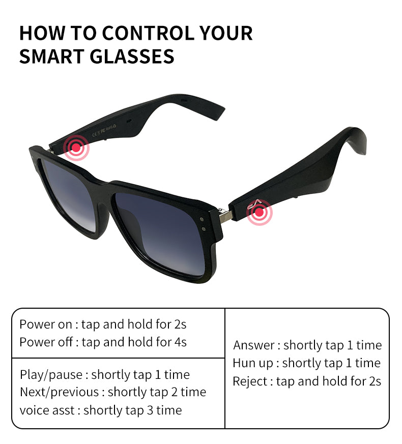 Fashion Wireless Earphone Smart Glasses